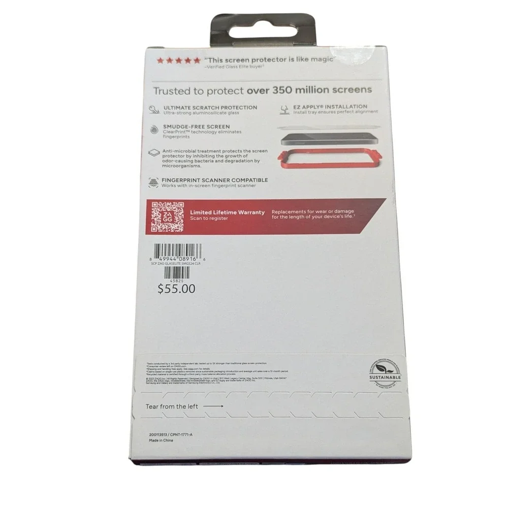Bb-N 2-Pack! Zagg Invisi Shield Glass Elite Screen Protector Samsung Galaxy S24+